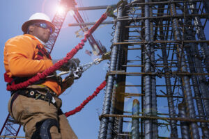 Elk River Harnessed man on tower